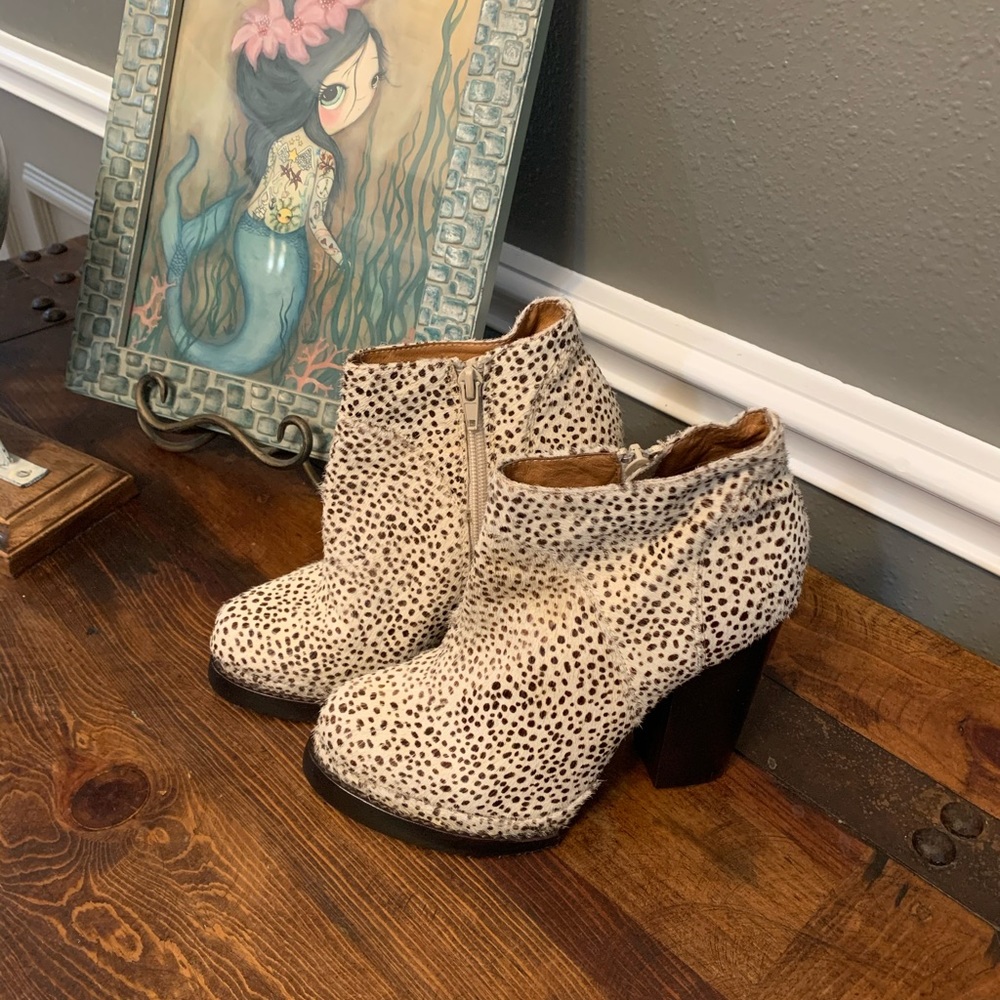 Jeffrey Campbell Cream & Black Spotted calf hair dalmatian Ankle Boots